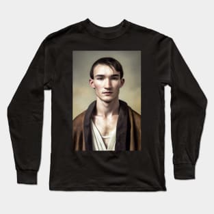 The Sad Gaze of a Young Man from the Past Long Sleeve T-Shirt